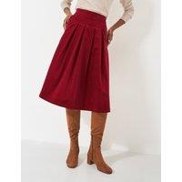 Cord Pleated Midi A-Line Skirt