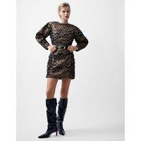 Jacquard Puff Sleeve Mini Swing Dress