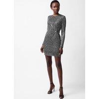 Plisse Sparkly Round Neck Mini Bodycon Dress