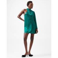 Satin One Shoulder Mini Swing Dress