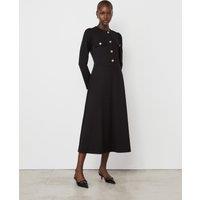 Finery London Ponte Jersey Button Front Midi Dress Black