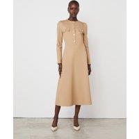 Ponte Jersey Button Front Midi Dress
