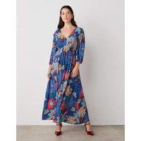 Crepe Floral V-Neck Midi Smock Dress