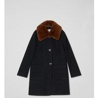 Pure Wool Faux Fur Collar Coat