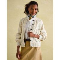 Joules Cable Knit Cardigan with Wool Cream