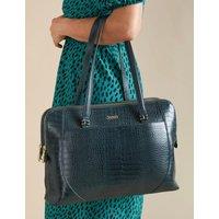 Jones Bootmaker Leather Croc Effect Tote Bag Green