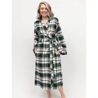 Womens Pure Cotton Checked Dressing Gown