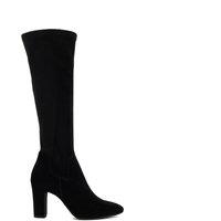 Dune London Wide Fit Leather Block Heel Knee High Boots Black