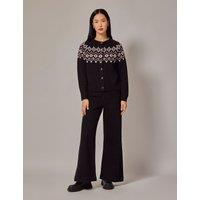 Cotton Blend Patterned Button Front Cardigan
