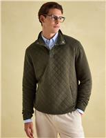 Joules Cotton Blend Quilted Funnel Neck Sweatshirt Green