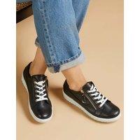 Jones Bootmaker Wide Fit Leather Lace Up Trainers Black