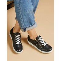 Jones Bootmaker Wide Fit Leather Lace Up Trainers Black