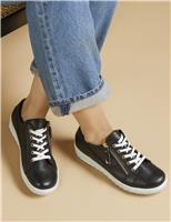 Wide Fit Leather Lace Up Trainers