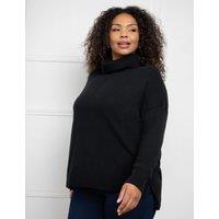 Roll Neck Stepped Hem Jumper with Cashmere