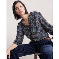 Floral Collarless Blouson Sleeve Shirt