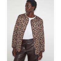 Animal Print Reversible Collarless Jacket