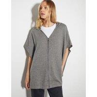 Knitted Hooded Zip Poncho