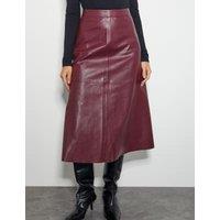 Leather Look Midi A-Line Skirt