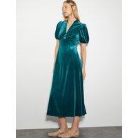 Velvet V-Neck Maxi Shift Dress