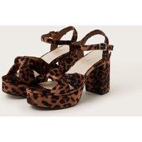 Leopard Print Ankle Strap Block Heel Sandals