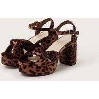 Leopard Print Ankle Strap Block Heel Sandals