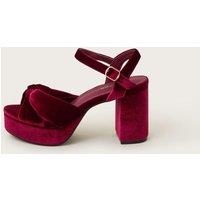 Velvet Knot Block Heel Platform Sandals