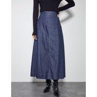 Denim Midi A-Line Skirt