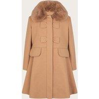 Faux Fur Collar Swing Coat with Wool (3-15 Yrs)