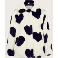 Heart Print Faux Fur Coat (3-15 Yrs)
