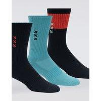 3pk Assorted Cotton Rich Ribbed Socks