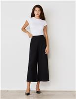 Finery London Jersey Wide Leg Cropped Trousers Khaki