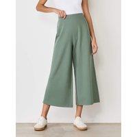 Finery London Jersey Wide Leg Cropped Trousers Khaki