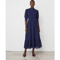 Georgette Textured Shirred Midi Tea Dress