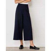 Finery London Jersey Wide Leg Cropped Trousers Navy