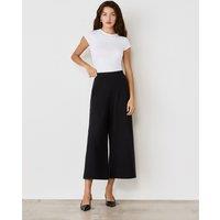 Finery London Jersey Wide Leg Cropped Trousers Black