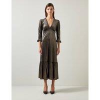 V-Neck Frill Sleeve Maxi Dress