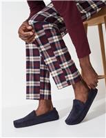 Crew Clothing Fleece Lined Moccasin Slippers Navy