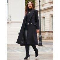 Wool Blend Double Breasted Longline Peacoat