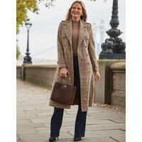 Checked Trench Style Coat with Cotton