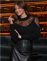 Crew Neck Lace Detail Jumper