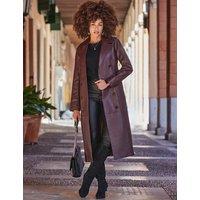 SOSANDAR Leather Belted Double Breasted Trench Coat Burgundy