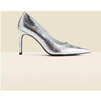Leather Metallic Stiletto Heel Court Shoes