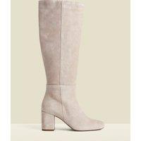 Suede Block Heel Round Toe Knee High Boots