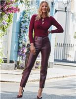 Leather Look Croc Straight Leg Trousers