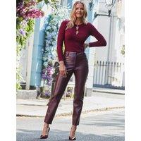 Leather Look Croc Straight Leg Trousers