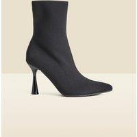 SOSANDAR Stiletto Heel Pointed Sock Boots Black