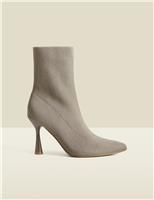 SOSANDAR Stiletto Heel Pointed Sock Boots Black