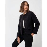 Textured Collarless Short Jacket