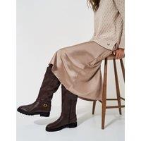 Leather Flat Knee High Boots