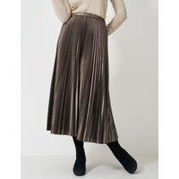 Metallic Pleated Midi Skirt